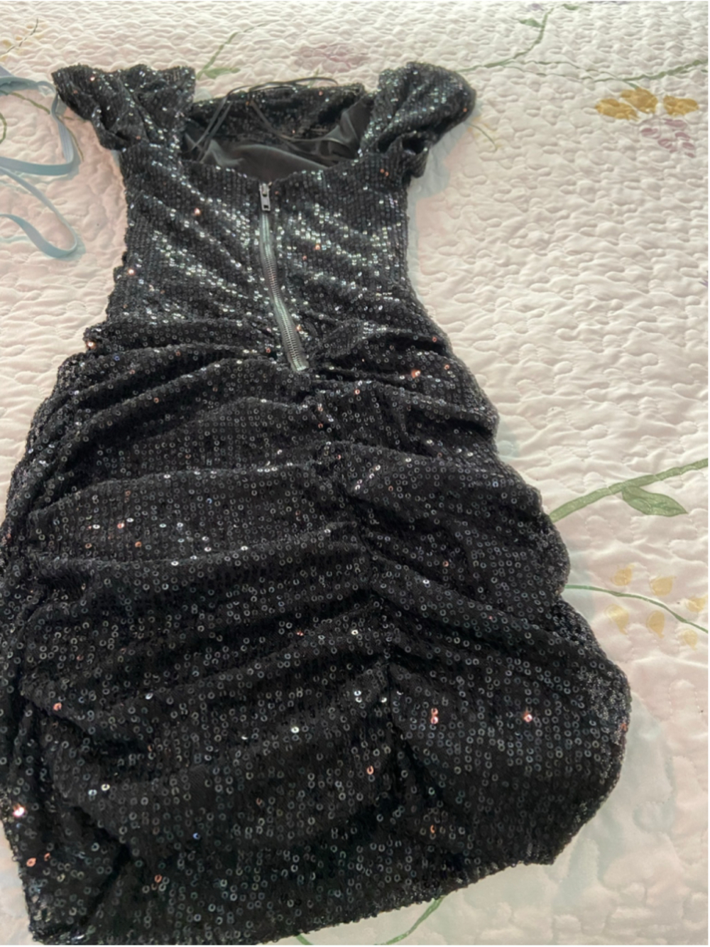 Stunning, black and silver sequin mini dress by hello Molly, Size 2 - Picture 4 of 5
